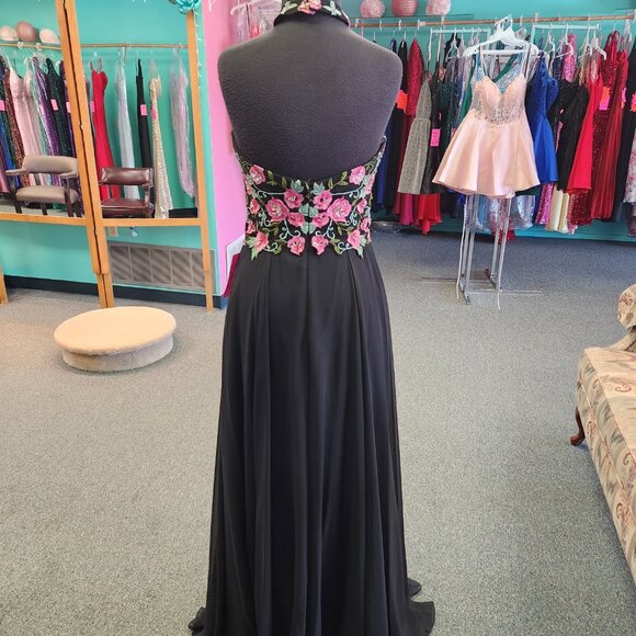 Nox Anabel 8326 Size Medium Pink Floral Print/Black Prom Dress/Formal Gown - Picture 6 of 8